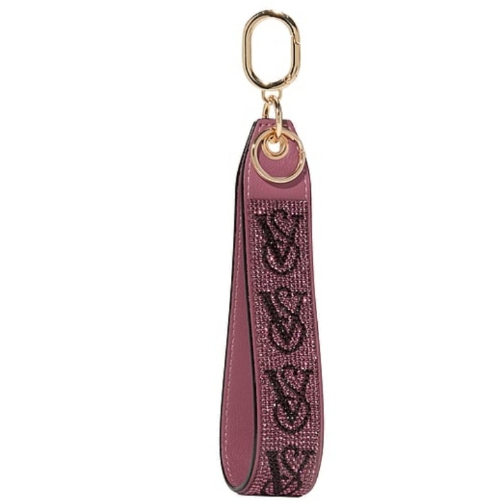 Victoria's Secret Rhinestone Wristlet Strap keychain VS pink V logo